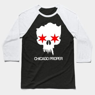 Chicago Proper White Skull Baseball T-Shirt